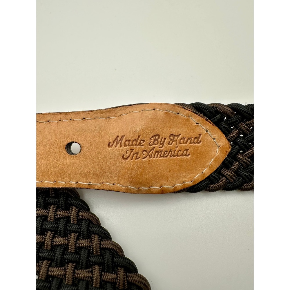 Martin Dingman Belt Mens 42 Brown Black Braided Cord Exotic Leather Handcrafted - Picture 6 of 8